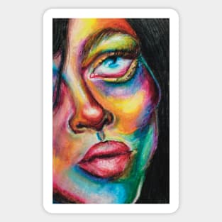 Portrait multicolor girl pastel Sticker